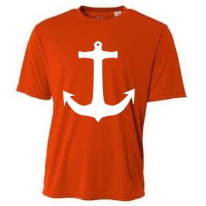 White Anchor Preppy Nautical Boating Meaningful Gift Cooling Performance Crew T-Shirt