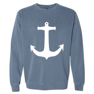 White Anchor Preppy Nautical Boating Meaningful Gift Garment-Dyed Sweatshirt