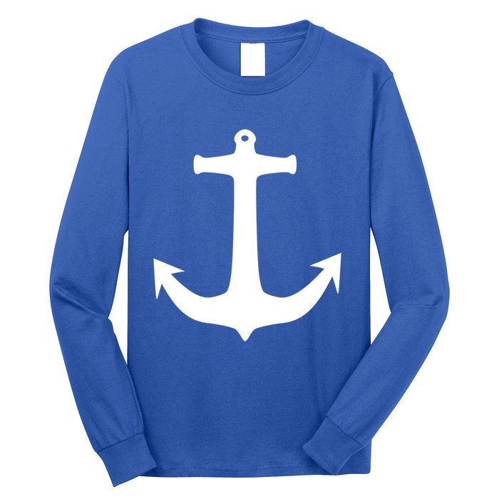 White Anchor Preppy Nautical Boating Meaningful Gift Long Sleeve Shirt