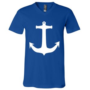 White Anchor Preppy Nautical Boating Meaningful Gift V-Neck T-Shirt