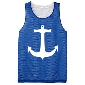 White Anchor Preppy Nautical Boating Meaningful Gift Mesh Reversible Basketball Jersey Tank