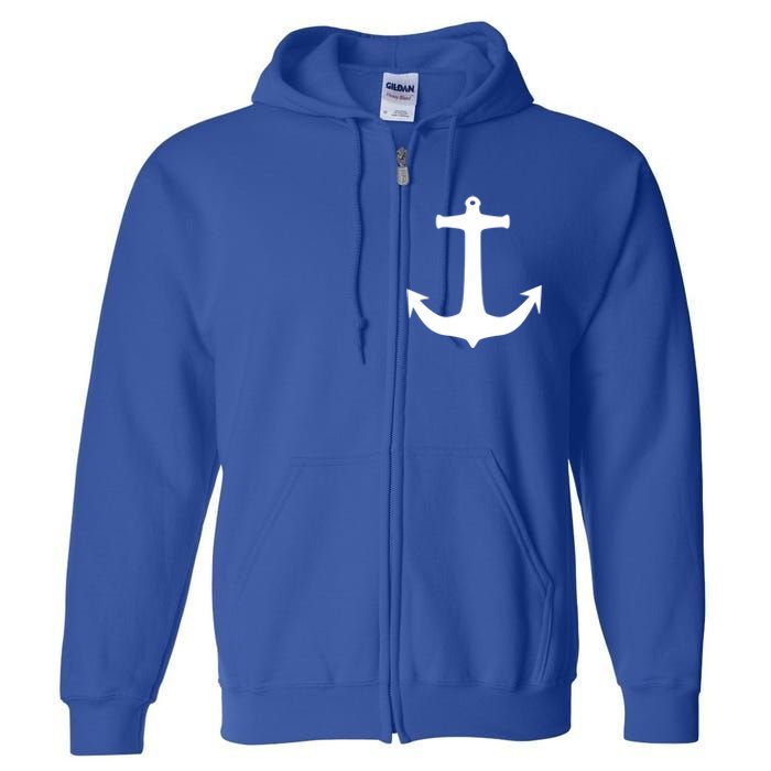 White Anchor Preppy Nautical Boating Meaningful Gift Full Zip Hoodie