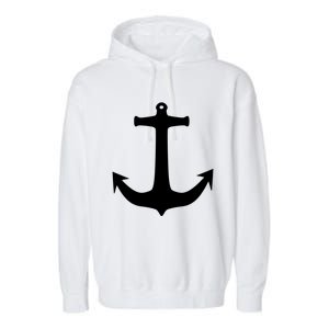 White Anchor Preppy Nautical Boating Meaningful Gift Garment-Dyed Fleece Hoodie