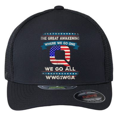 We Are Q | QAnon Flag WWG1WGA Q Anon Flexfit Unipanel Trucker Cap