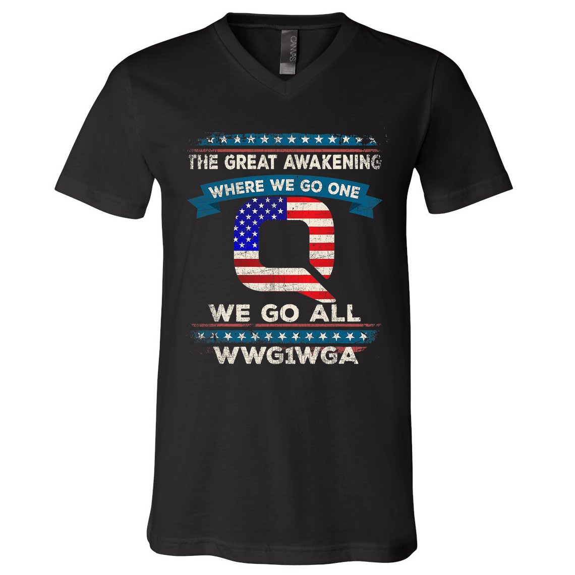 We Are Q | QAnon Flag WWG1WGA Q Anon V-Neck T-Shirt