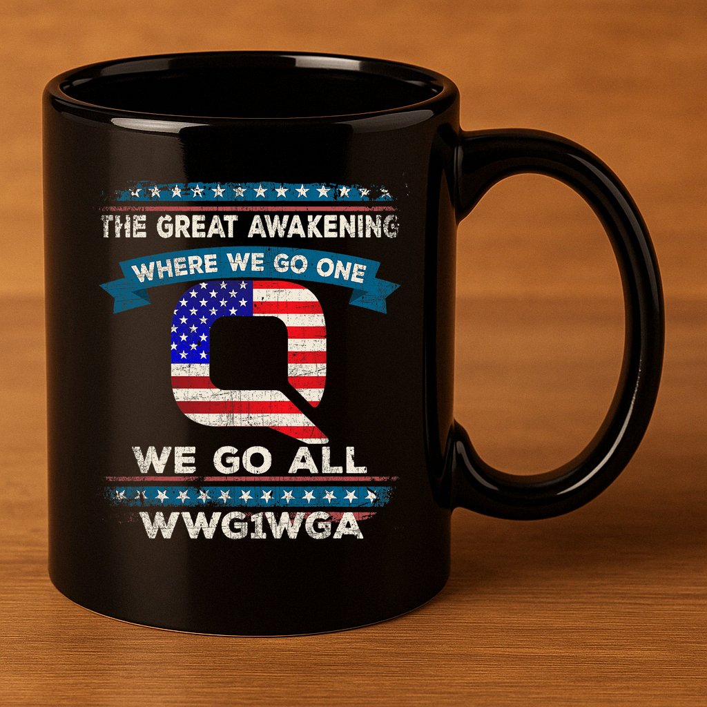 We Are Q | QAnon Flag WWG1WGA Q Anon 11oz C Handle Ceramic Mug