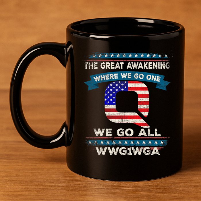 We Are Q | QAnon Flag WWG1WGA Q Anon 11oz C Handle Ceramic Mug