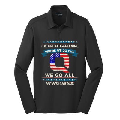 We Are Q | QAnon Flag WWG1WGA Q Anon Silk Touch Performance Long Sleeve Polo