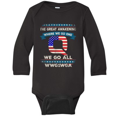 We Are Q | QAnon Flag WWG1WGA Q Anon Baby Long Sleeve Bodysuit