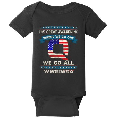 We Are Q | QAnon Flag WWG1WGA Q Anon Baby Bodysuit