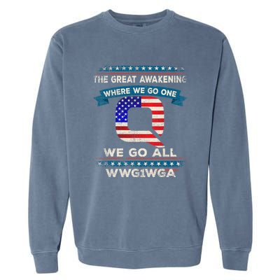 We Are Q | QAnon Flag WWG1WGA Q Anon Garment-Dyed Sweatshirt