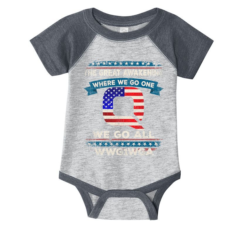We Are Q | QAnon Flag WWG1WGA Q Anon Infant Baby Jersey Bodysuit