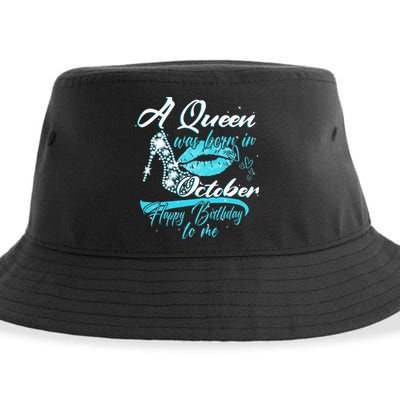 Womens A Queen Was Born In October Happy Birthday To Me Sustainable Bucket Hat