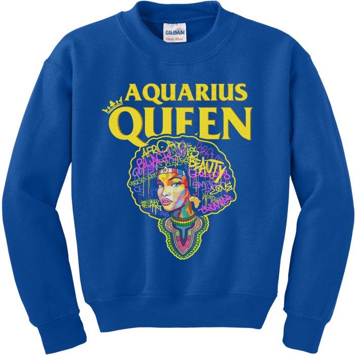 Watercolor Aquarius Queen! Zodiac Birthday Cute Gift Kids Sweatshirt