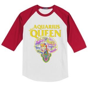 Watercolor Aquarius Queen! Zodiac Birthday Cute Gift Kids Colorblock Raglan Jersey