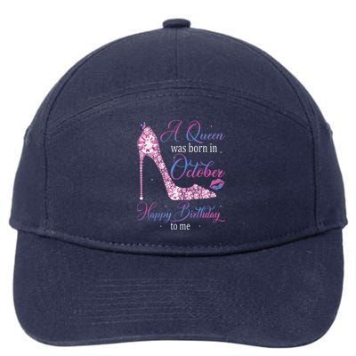 Womens A Queen Was Born In October Happy Birthday To Me High Heel 7-Panel Snapback Hat