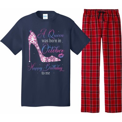 Womens A Queen Was Born In October Happy Birthday To Me High Heel Pajama Set