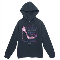 Womens A Queen Was Born In October Happy Birthday To Me High Heel Urban Pullover Hoodie