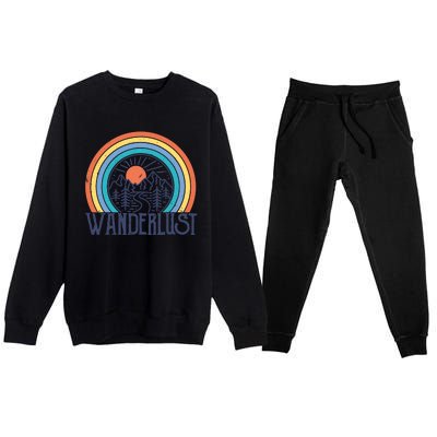 Wander-lust Adventure Road Trip Vacation Travelling Tee Premium Crewneck Sweatsuit Set