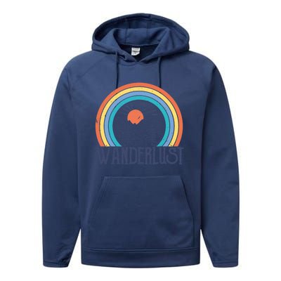 Wander-lust Adventure Road Trip Vacation Travelling Tee Performance Fleece Hoodie