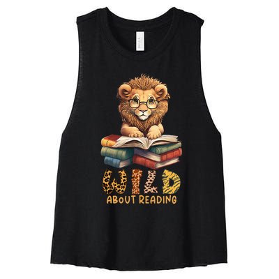 Wild about reading, reading Books And Bookworm Library day Women's Racerback Cropped Tank