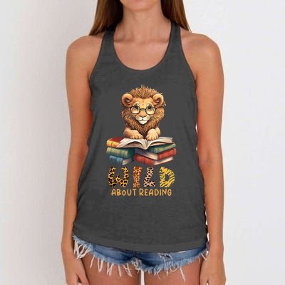 Wild about reading, reading Books And Bookworm Library day Women's Knotted Racerback Tank