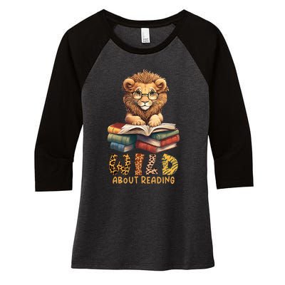 Wild about reading, reading Books And Bookworm Library day Women's Tri-Blend 3/4-Sleeve Raglan Shirt