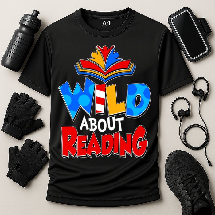 Wild About Reading Book Lover Reading Fan Performance Shirt