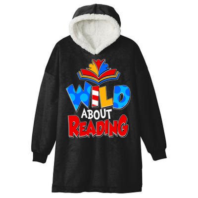 Wild About Reading Book Lover Reading Fan Hooded Wearable Blanket