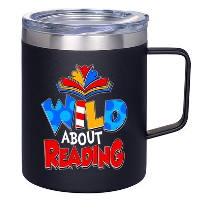 Wild About Reading Book Lover Reading Fan 12oz Stainless Steel Coffee Mug