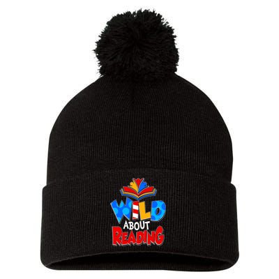 Wild About Reading Book Lover Reading Fan Pom Pom 12in Knit Beanie