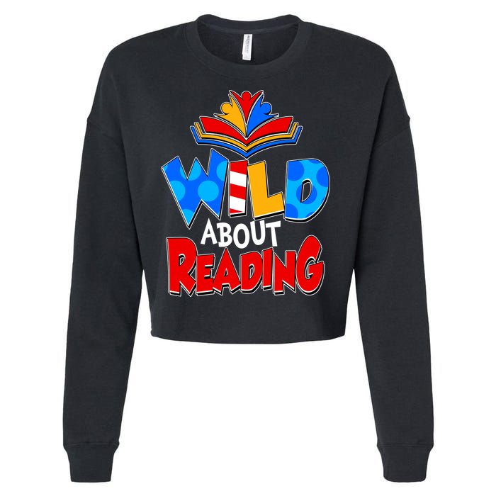 Wild About Reading Book Lover Reading Fan Cropped Pullover Crew