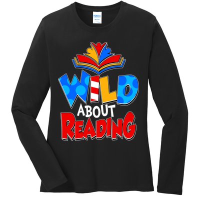 Wild About Reading Book Lover Reading Fan Ladies Long Sleeve Shirt