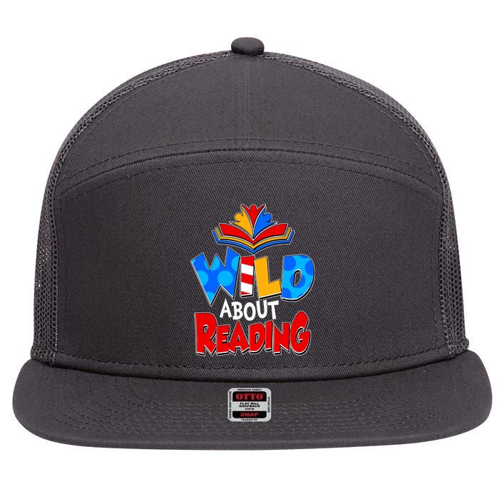 Wild About Reading Book Lover Reading Fan 7 Panel Mesh Trucker Snapback Hat