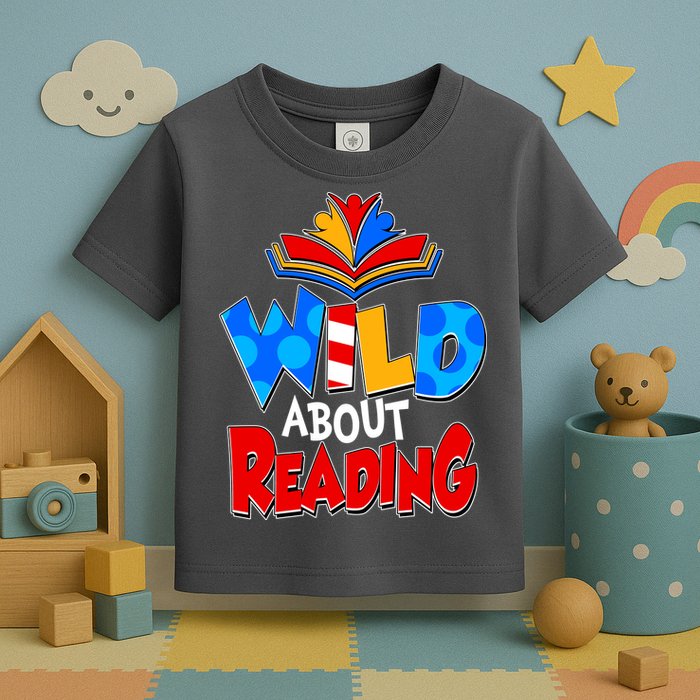 Wild About Reading Book Lover Reading Fan Toddler T-Shirt