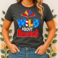 Wild About Reading Book Lover Reading Fan Womens T-Shirt