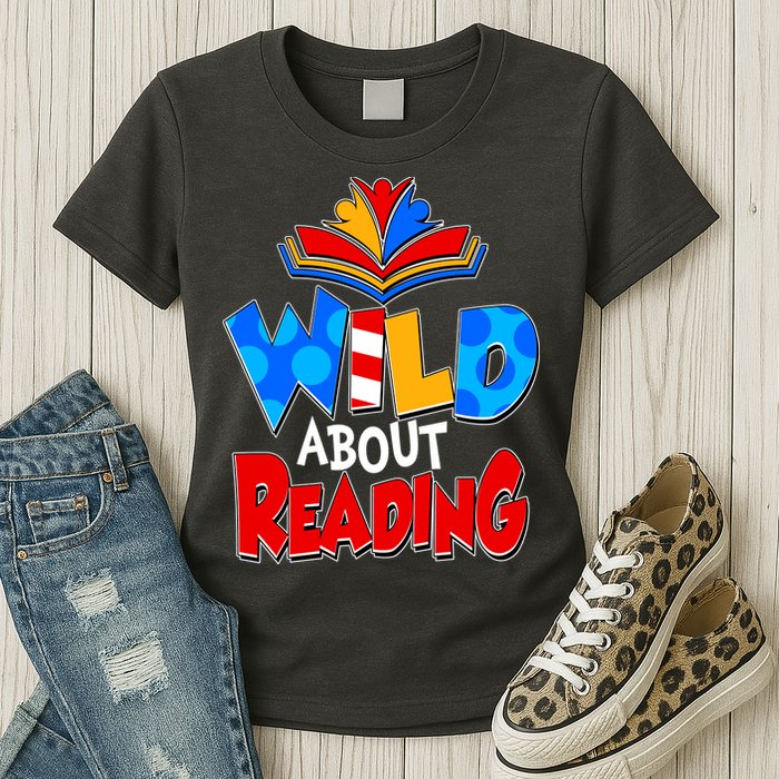Wild About Reading Book Lover Reading Fan Womens T-Shirt