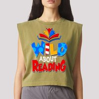Wild About Reading Book Lover Reading Fan Garment-Dyed Women's Muscle Tee