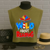 Wild About Reading Book Lover Reading Fan Garment-Dyed Women's Muscle Tee
