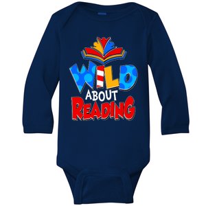 Wild About Reading Book Lover Reading Fan Baby Long Sleeve Bodysuit