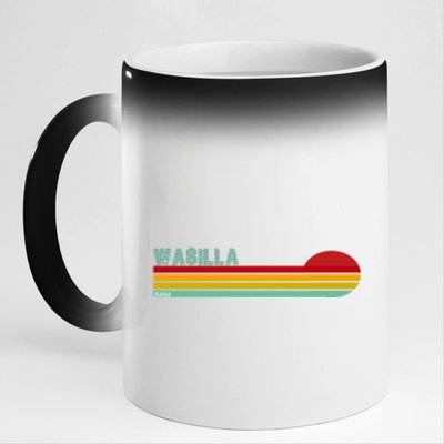 Wasilla Alaska Retro Sunset 11oz Black Color Changing Mug