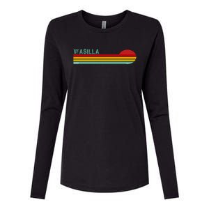 Wasilla Alaska Retro Sunset Womens Cotton Relaxed Long Sleeve T-Shirt