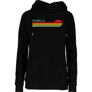 Wasilla Alaska Retro Sunset Womens Funnel Neck Pullover Hood