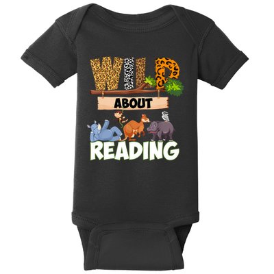 Wild About Reading Books Readers Lovers Bookworm Library Day Baby Bodysuit