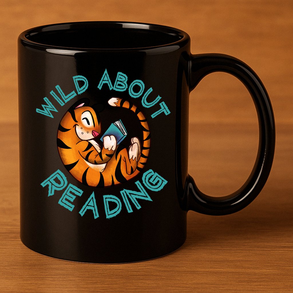 Wild About Reading Tiger 11oz C Handle Ceramic Mug