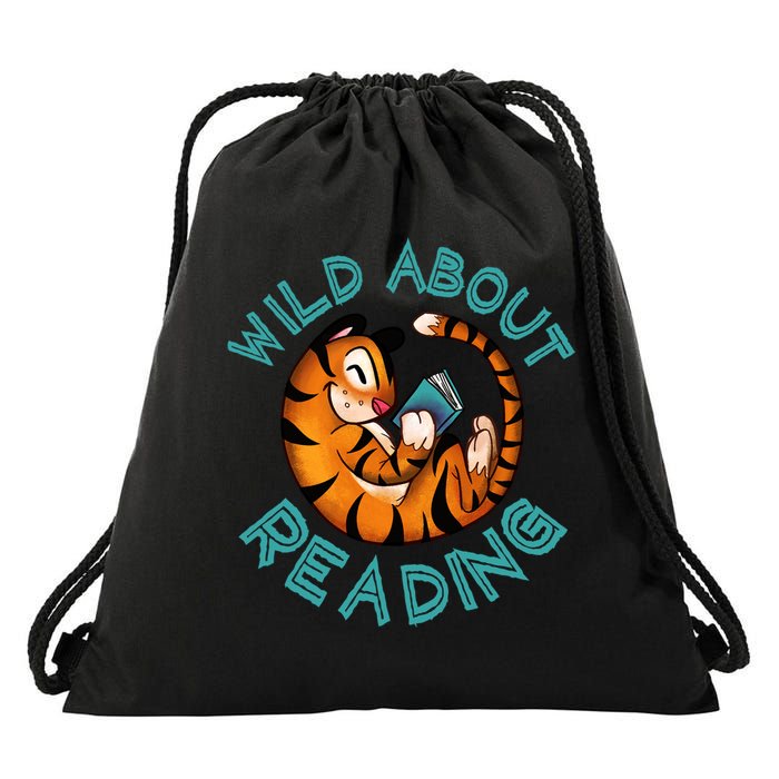 Wild About Reading Tiger Drawstring Bag