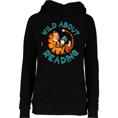 Wild About Reading Tiger Womens Funnel Neck Pullover Hood