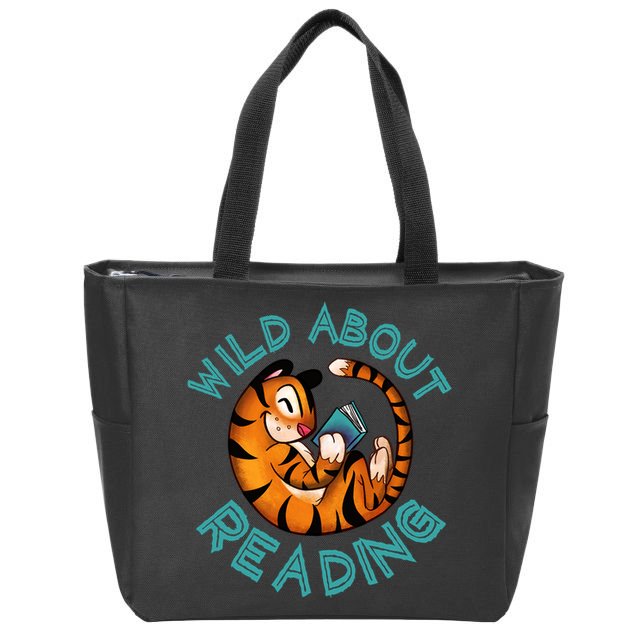 Wild About Reading Tiger Zip Tote Bag