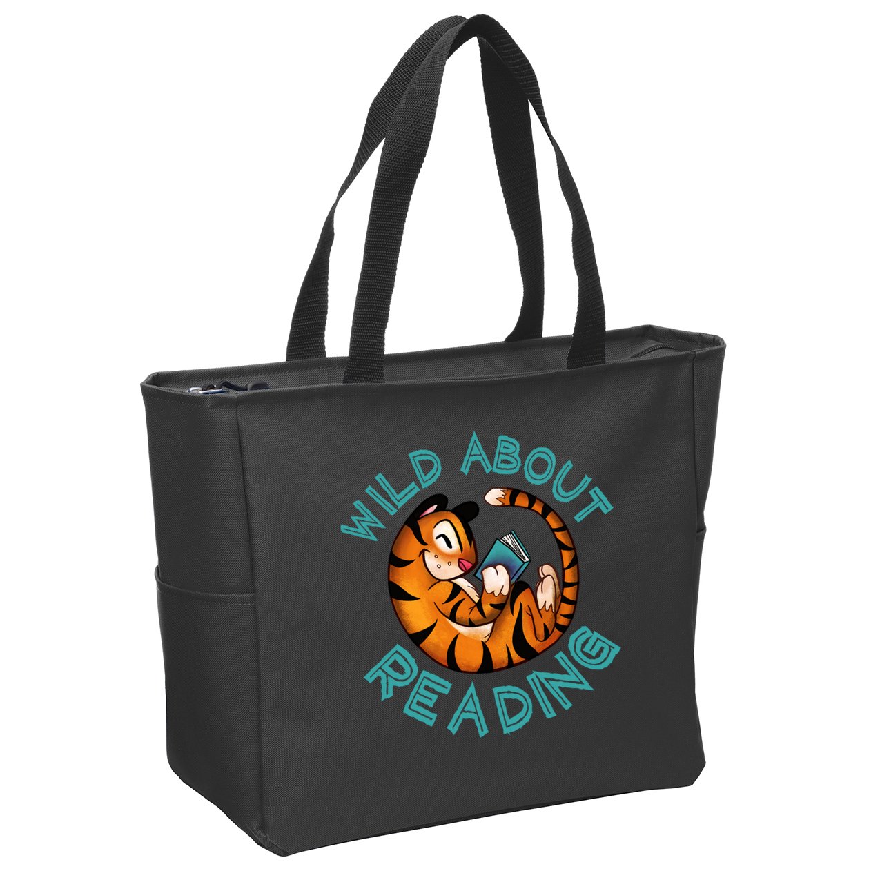Wild About Reading Tiger Zip Tote Bag