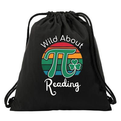 Wild About Reading Books Pi Day Lovers Bookworm Library Day  Drawstring Bag